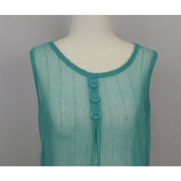 Simply Noelle Womens Swim Cover Up Size S/M Teal Blue Fishnet Lace Tunic New - Picture 2 of 8